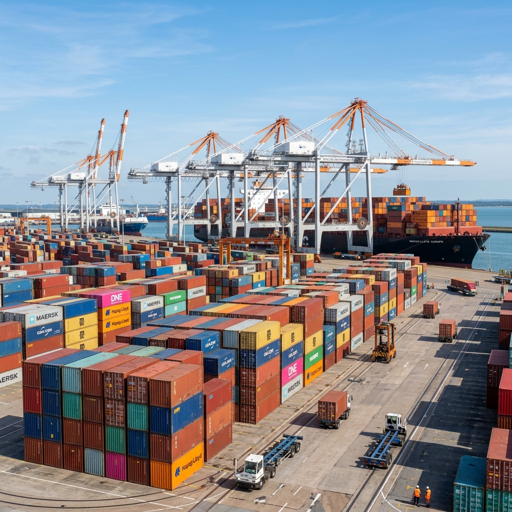 Shipping containers at port